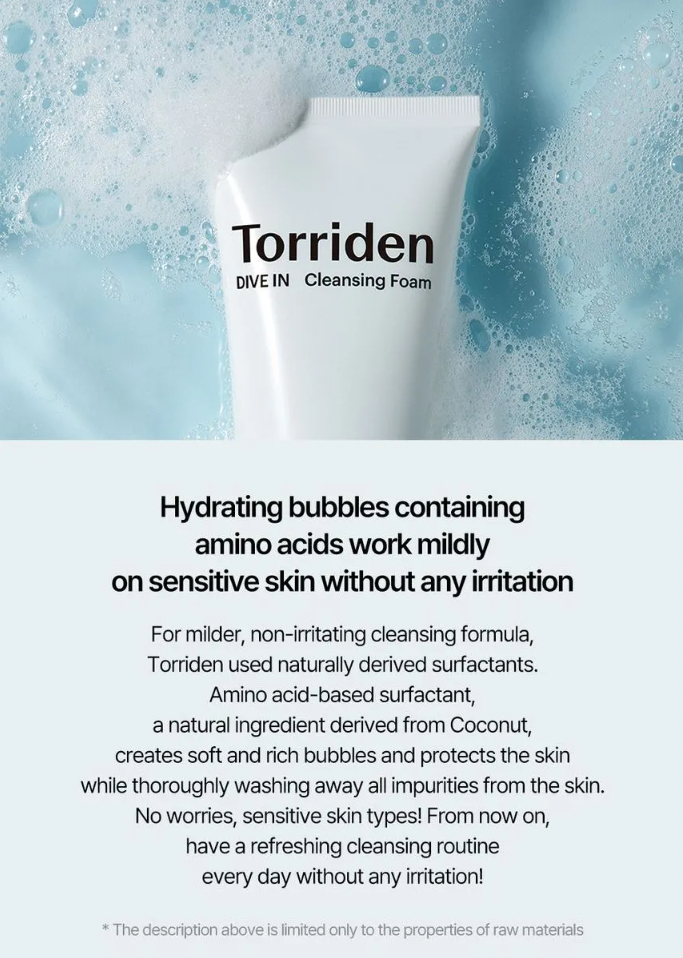 Torriden DIVE IN Low Molecular Hyaluronic Acid Cleansing Foam